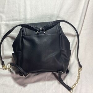 Juicy Couture Black Lace Embossed Mini Backpack Gold Chain Straps Faux Leather